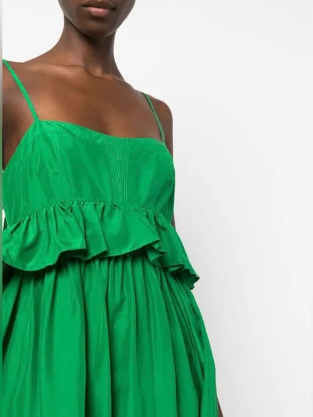 Ulla Johnson bright apple green silk spaghetti strap midi dress - Picture 4 of 12